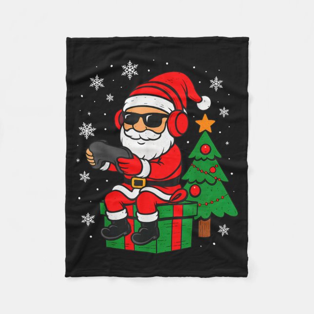 Manta Polar Christmas Gamer Retro Santa Funny Xmas Gaming Men  (Anverso)