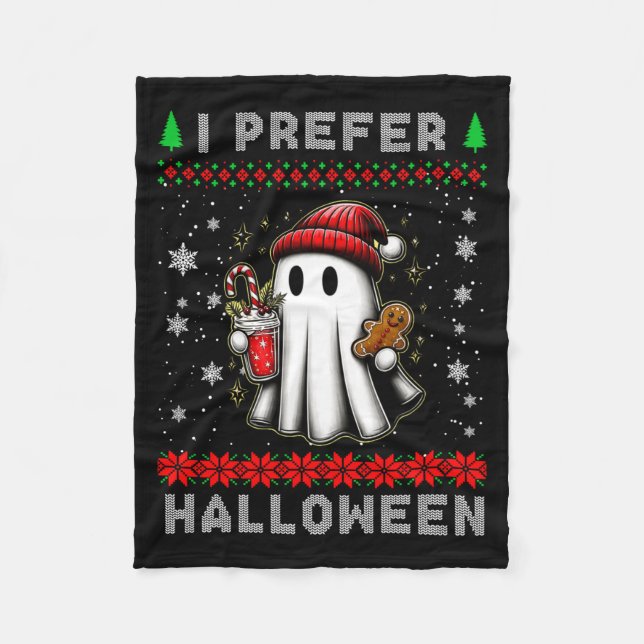 Manta Polar Christmas Ghost I Prefer Halloween Ugly Xmas Men W (Anverso)