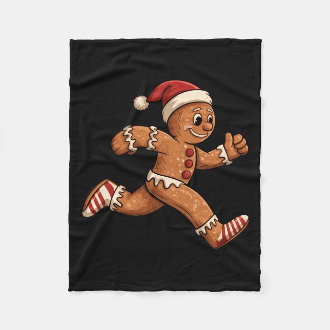 Manta Polar Christmas Gingerbread Running Funny Runners Pajama (Anverso)