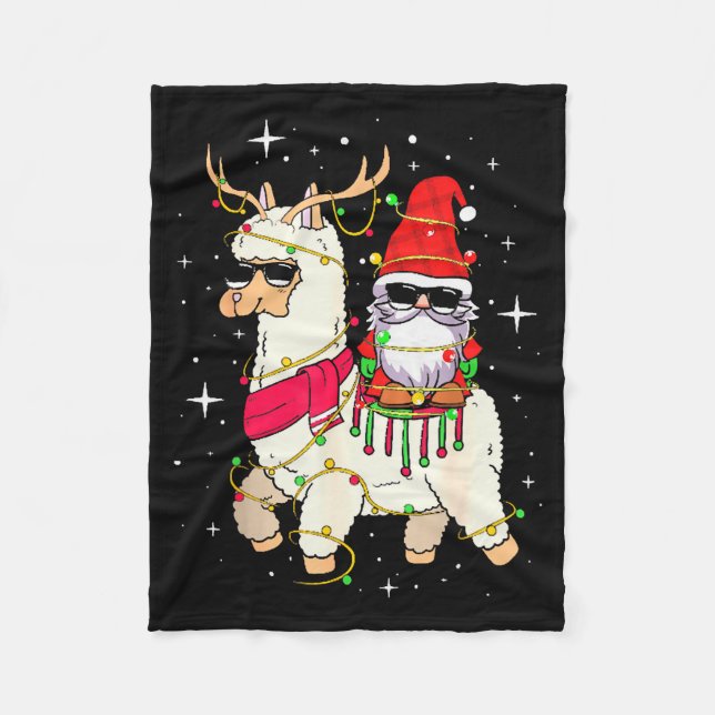 Manta Polar Christmas Gnome On Llama, Cute Alpaca Chanukah Chr (Anverso)