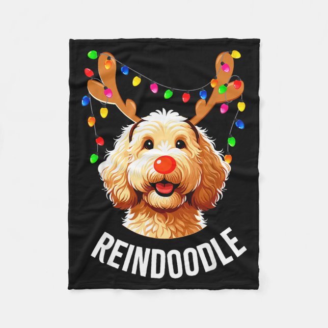 Manta Polar Christmas Goldendoodle Reindeer Doodle Dog Reindoo (Anverso)