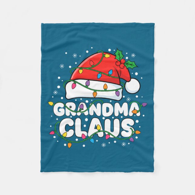 Manta Polar Christmas Grandma Claus Santa Hat Christmas Lights (Anverso)