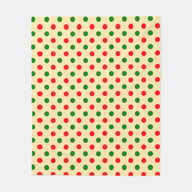 Manta Polar Christmas - Green and Red Polka Dots Pattern   (Anverso)