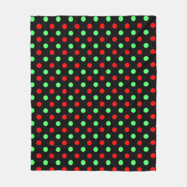Manta Polar Christmas - Green and Red Polka Dots Pattern  