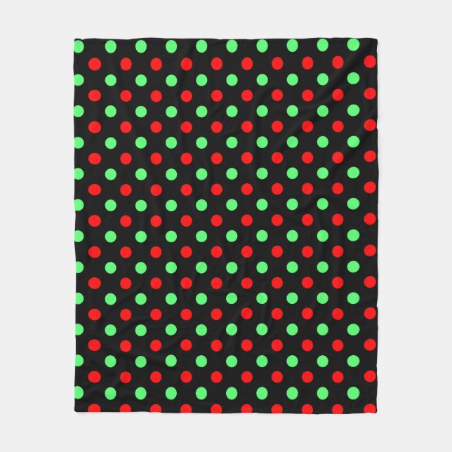 Manta Polar Christmas - Green and Red Polka Dots Pattern   (Anverso)