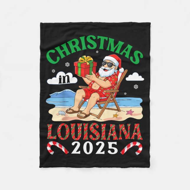 Manta Polar Christmas In Louisiana 2025 Santa Beach Lounge Hol (Anverso)