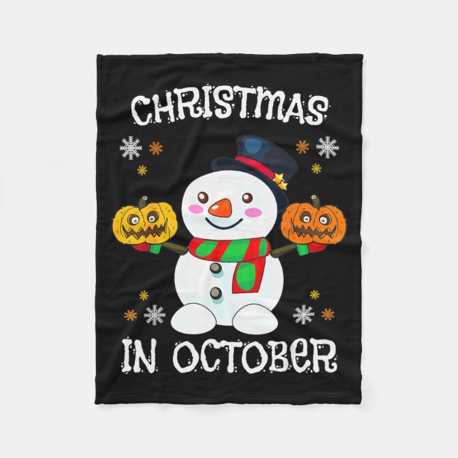 Manta Polar Christmas In October Halloween Snowman Pumpkin Kid (Anverso)