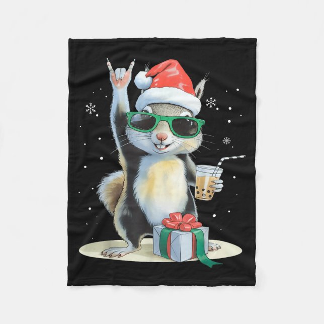 Manta Polar Christmas Kawaii Squirrel Bubble Tea Boba Squirrel (Anverso)