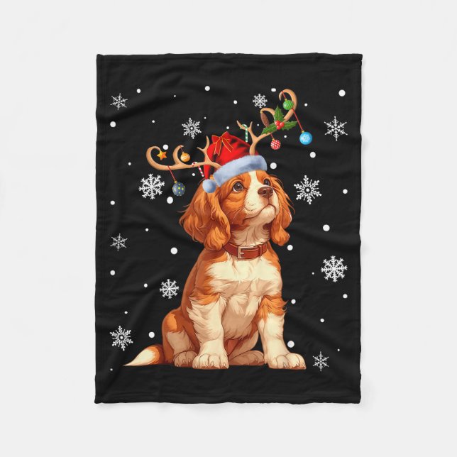Manta Polar Christmas Lights Cavalier King Charles Spaniel Xma (Anverso)