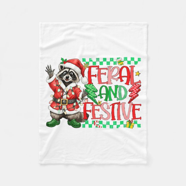 Manta Polar Christmas Lights Feral But Festive Funny Raccoon S (Anverso)
