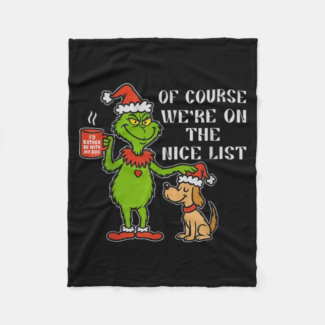 Manta Polar Christmas List Santa, Funny Nice List Gift For Dog (Anverso)