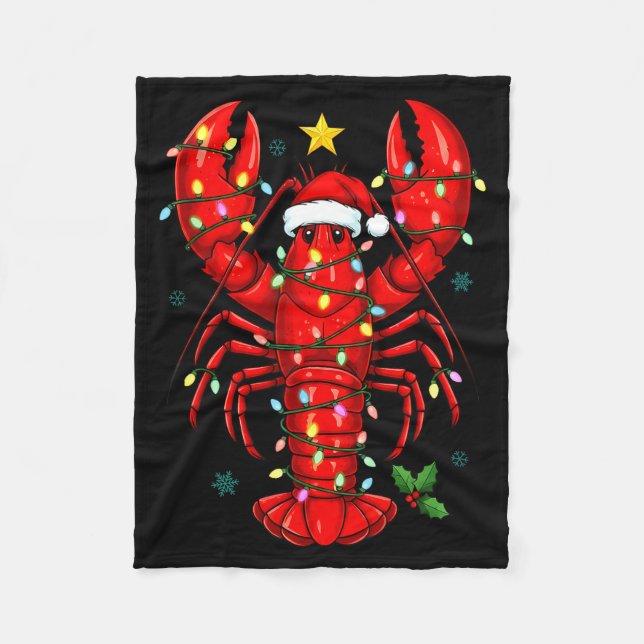 Manta Polar Christmas Lobster With Santa Hat Funny Holiday  (Anverso)