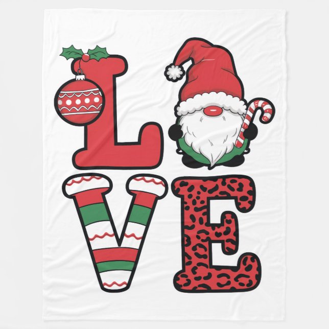 Manta Polar Christmas Love Gnome Holiday Festive Design (Anverso)