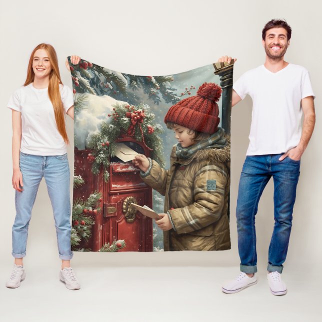 Manta Polar Christmas mailbox fleece blanket warm cozy winter  (In situ)