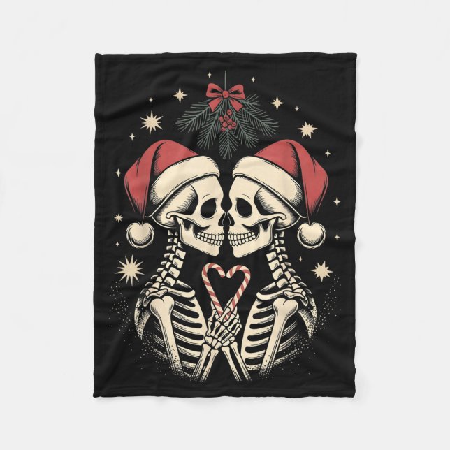 Manta Polar Christmas Matching Gothic Couple Dark Humor Skelet (Anverso)