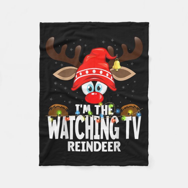 Manta Polar Christmas Matching I'm The Watching Tv Reindeer  (Anverso)