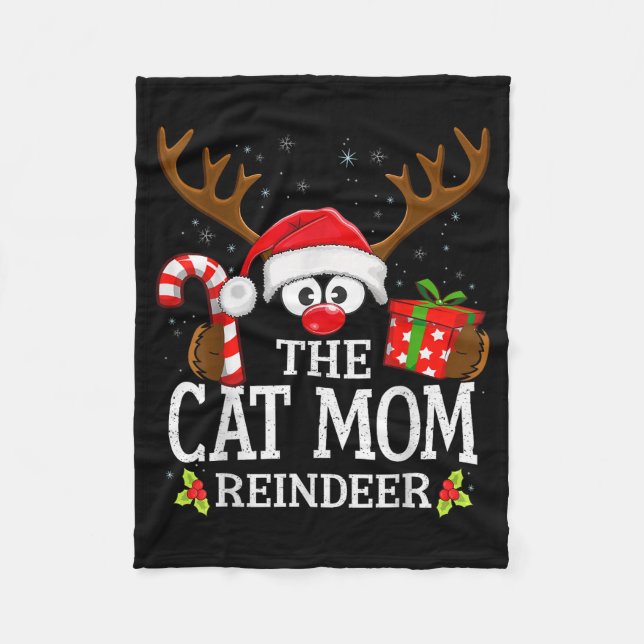 Manta Polar Christmas Matching The Cat Mom Reindeer Family  (Anverso)