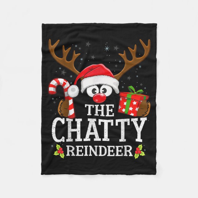 Manta Polar Christmas Matching The Chatty Reindeer Family , Sm (Anverso)
