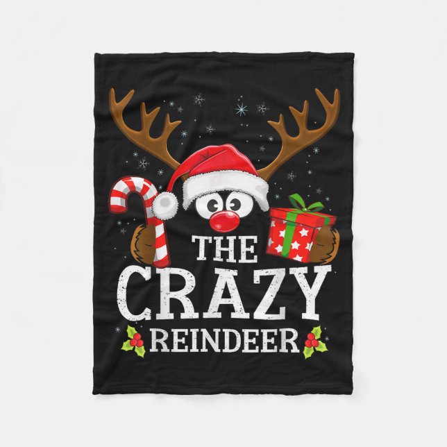 Manta Polar Christmas Matching The Crazy Reindeer Family  (Anverso)