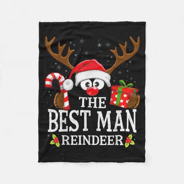 Manta Polar Christmas Matching The Man Reindeer Family  (Anverso)