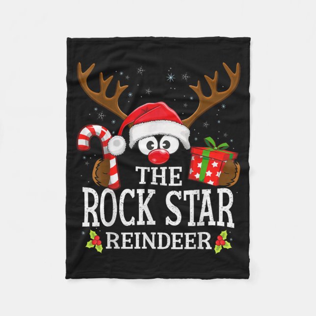 Manta Polar Christmas Matching The Rock Star Reindeer Family  (Anverso)