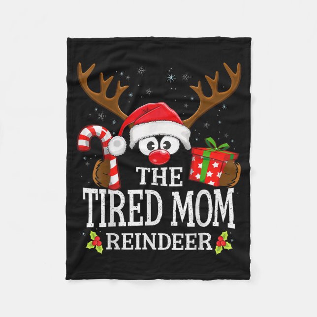 Manta Polar Christmas Matching The Tired Mom Reindeer Family  (Anverso)