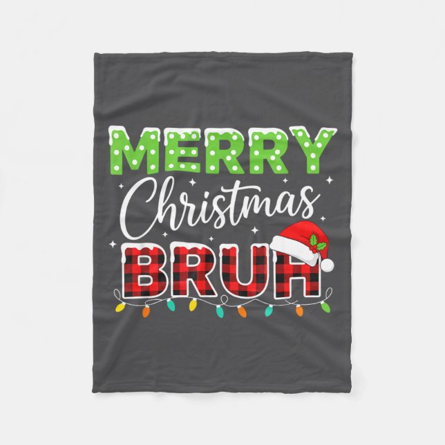 Manta Polar Christmas Merry Christmas Bruh Buffalo Plaid Santa (Anverso)