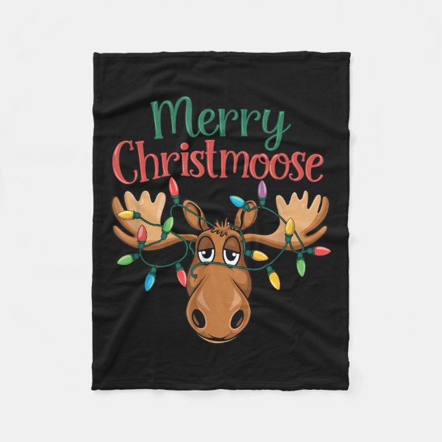 Manta Polar Christmas Moose Merry Christmoose Men Women  (Anverso)