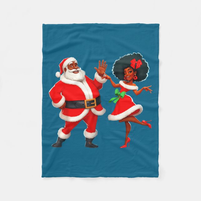 Manta Polar Christmas Mr Santa Mrs Claus Dancing African Ameri (Anverso)
