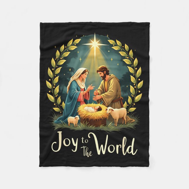 Manta Polar Christmas Nativity Christian Birth Of Jesus Joy To (Anverso)