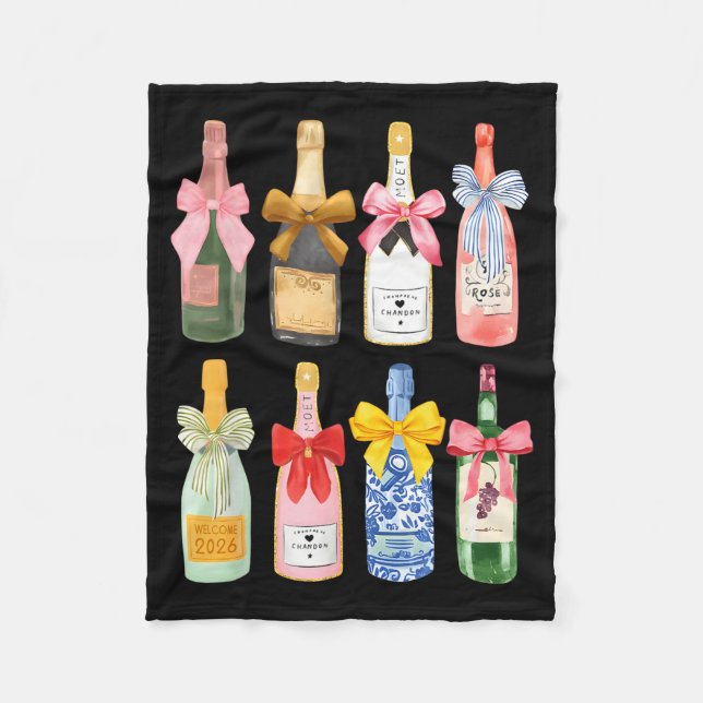 Manta Polar Christmas New Year Champagne Gl Coquette Bottle  (Anverso)