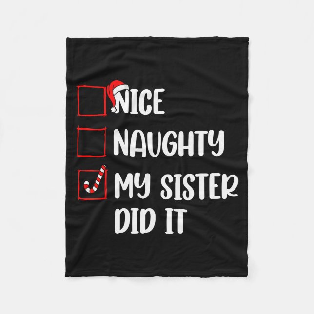 Manta Polar Christmas Nice Naughty Sister Did It Xmas Family B (Anverso)