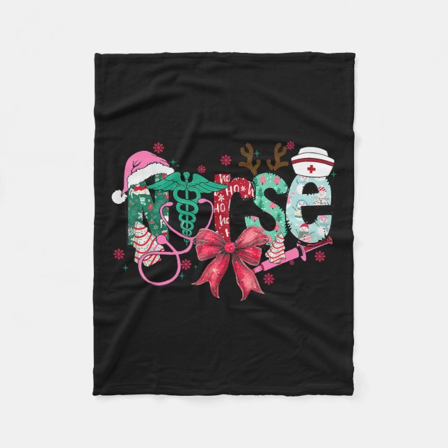 Manta Polar Christmas Nurse Coquette Bow Stethoscope Er Rn Icu (Anverso)