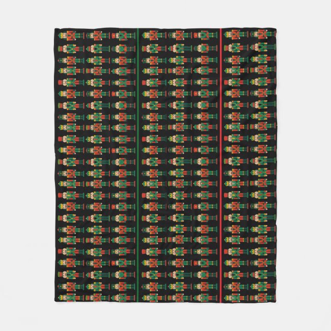 Manta Polar Christmas Nutcrackers Green and Black (Anverso)