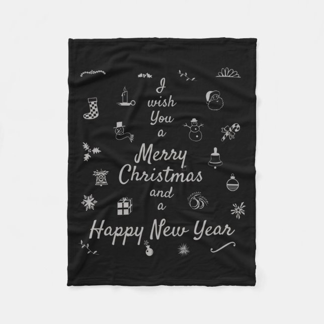Manta Polar Christmas Ornaments Merry Xmas Happy New Year  (Anverso)