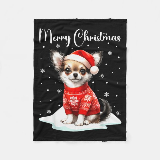 Manta Polar Christmas Pajamas Chihuahua Christmas Outfit Chihu (Anverso)