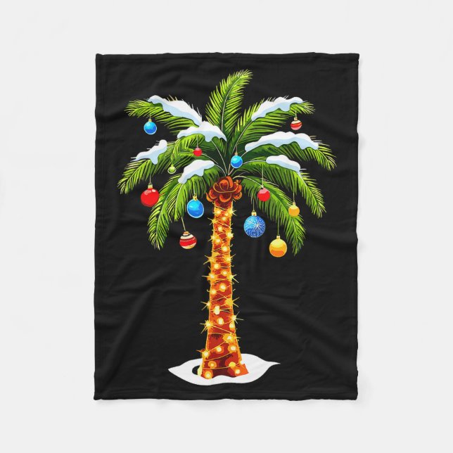 Manta Polar Christmas Palm Tree Hawaiian Trocal Xmas  (Anverso)