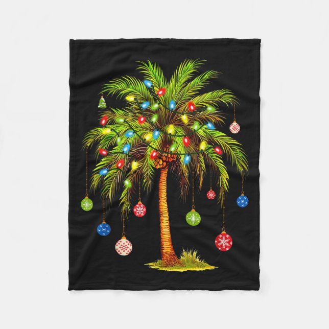 Manta Polar Christmas Palm Tree Light Hawaiian Trocal Xmas  (Anverso)