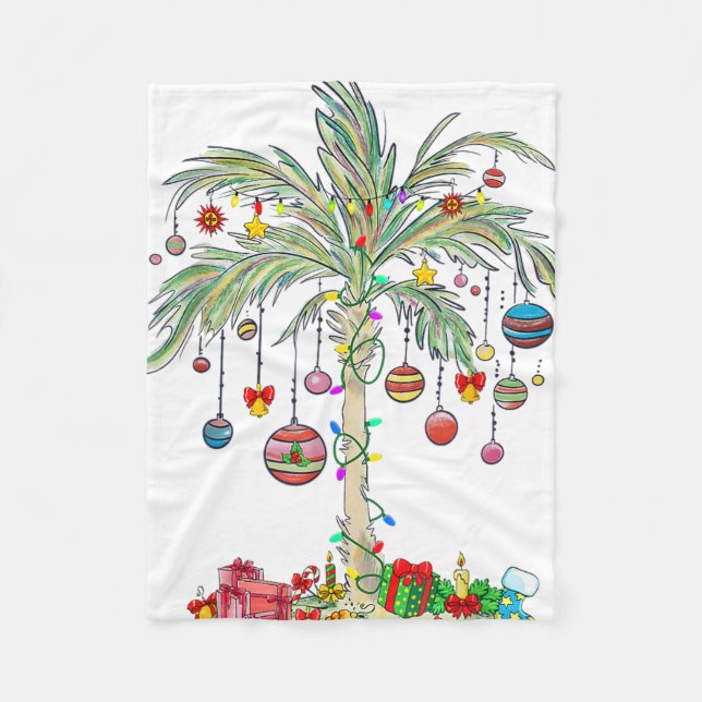 Manta Polar Christmas Palm Tree Light Hawaiian Tropical Xmas  (Anverso)