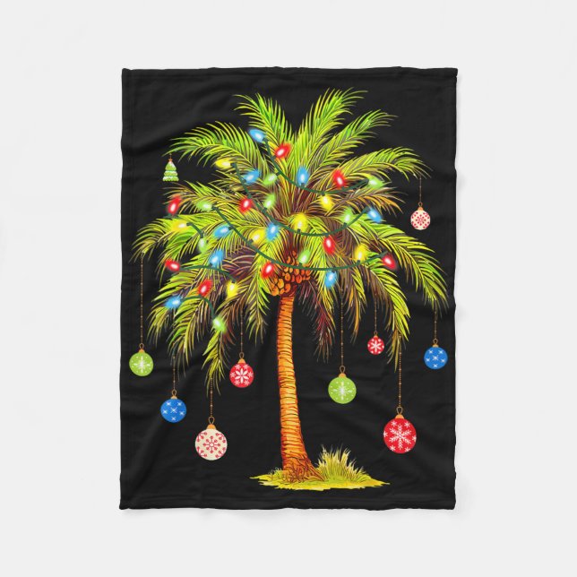 Manta Polar Christmas Palm Tree Light Hawaiian Tropical Xmas  (Anverso)