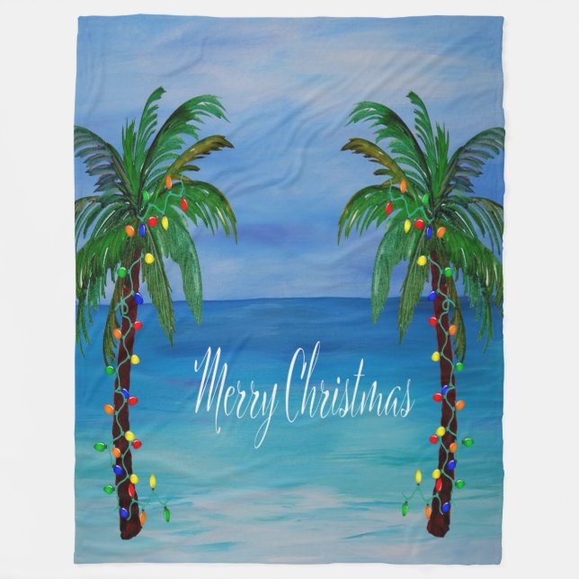 Manta Polar Christmas palm tree tropical Holiday (Anverso)