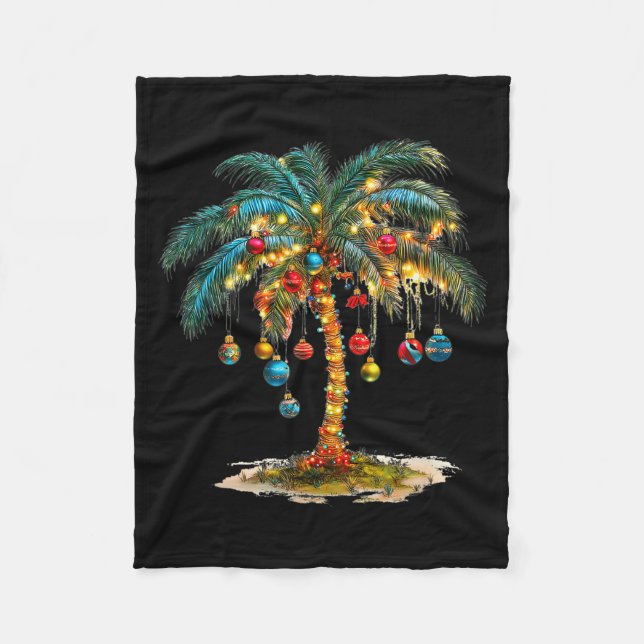 Manta Polar Christmas Palm Tree Women Funny Hawaiian Beach Tro (Anverso)