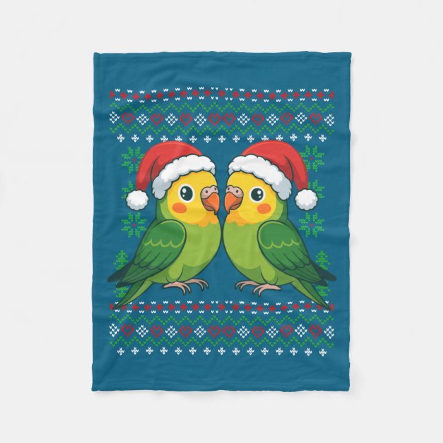 Manta Polar Christmas Parakeet Ugly Xmas Sweater Parakeets Lon (Anverso)