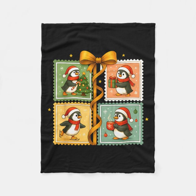 Manta Polar Christmas Penguin Stamp Collage  (Anverso)