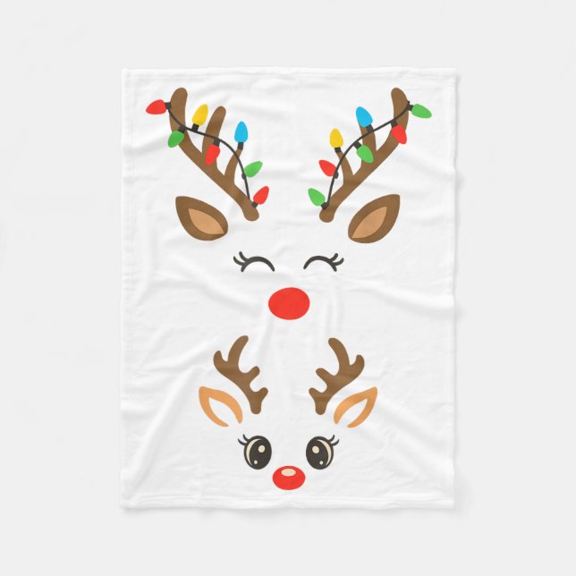 Manta Polar Christmas Pregnancy Reindeer Xmas Lights New Mom T (Anverso)