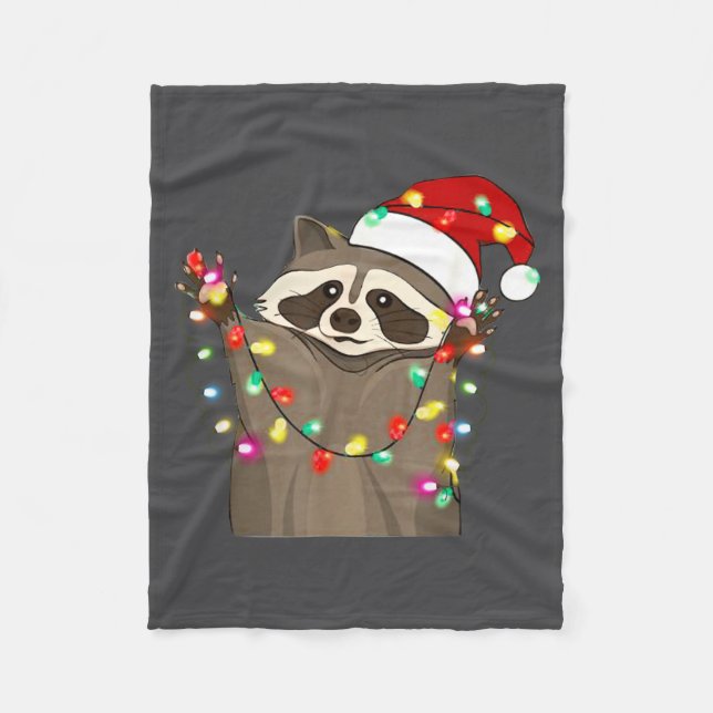 Manta Polar Christmas Racoon Swea,funny Christmas Lights Racco (Anverso)