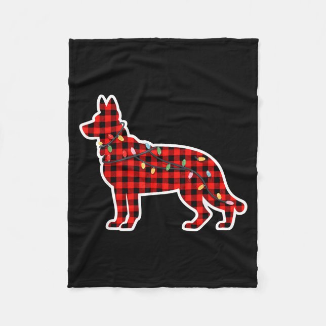 Manta Polar Christmas Red And Black Buffalo Plaid German Sheph (Anverso)