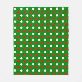 Manta Polar Christmas - Red and White Polka Dots Pattern  