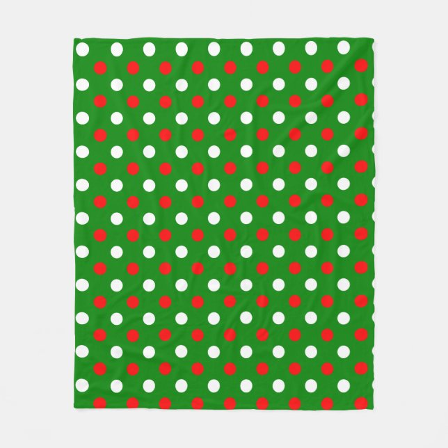 Manta Polar Christmas - Red and White Polka Dots Pattern   (Anverso)