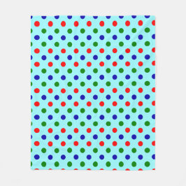 Manta Polar Christmas - Red, Green & Blue Polka Dots Pattern  